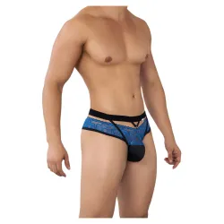 CandyMan Jockstrap Dentelle Lalita Noir et Bleu